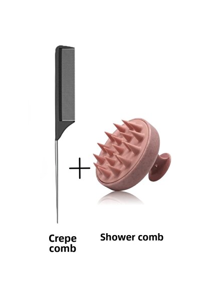 Nofella Σετ χτενών 2 τεμαχίων, χτένα κρεπ με ατσάλινη λαβή + χτένα ντους.