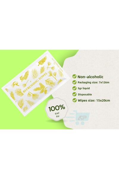 alazpack ambalaj 85 Pieces Yellow Floral Patterned – Disposable Wet Wipes – Stylish Patterned Wipes with Gift Packaging