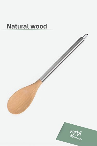 Varbifırsat 33 cm Metal Serving Spoon with Wooden Handle - Spoon