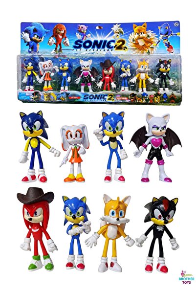 Brother Toys Sonic 8-Piece Figure Set Blue Hedgehog Sonic and Friends Tails Knuckles Filled Material