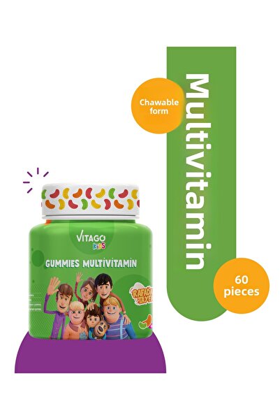 Vitago 60 قطعة من صمغ الأطفال - جل قابل للمضغ يحتوي على فيتامينات متعددة ومعا...