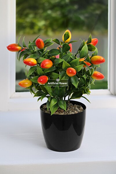 Yapay Çiçek Deposu Mini arbore artificial de Kumquat negru albastru cobalt il...