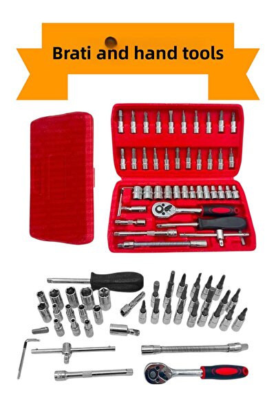 BRATİ HAND TOOLS 46 Piece 1/4 Ratchet Socket Wrench Set Bit Set Cr V