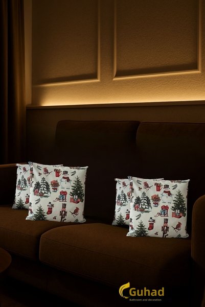 GUHADO Christmas Themed Throw Pillow Covers Set of 2 - White Christmas Pillow Cases - New Year Home Decoration (2-Sided)