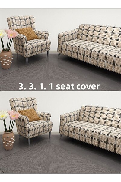 SENNORA 3.3.1.1 Sofa Cover Set - Stretch - Slipcover - Sofa Cover
