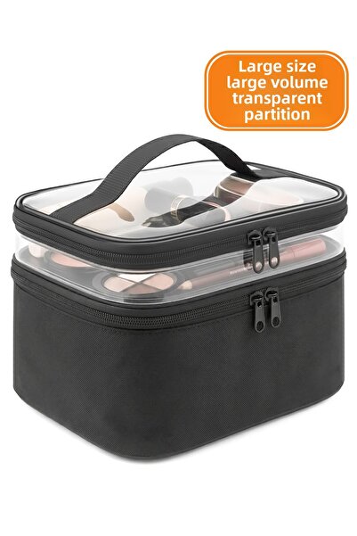 Ankaflex Women's Makeup Bag Two Large Compartments with Strap Foldable Care Travel Organizer Makeup Bag