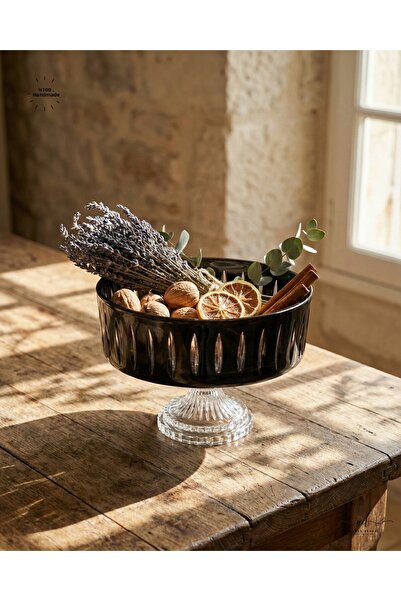 AKDEN STORE Cutting Decor Aura Glass Bowl 25cm