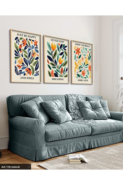 Evinemoda Βοτανική αφίσα 3 τεμαχίων ζωγραφική με ξύλινο πλαίσιο ACT