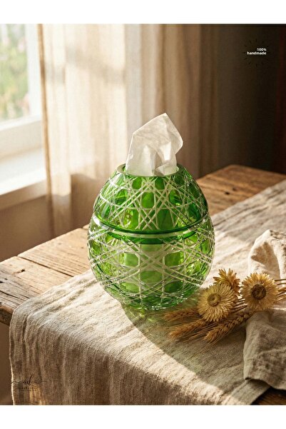 AKDEN STORE Cutting Decor Glass Handcrafted Czech Al Napkin Holder, Table Decoration