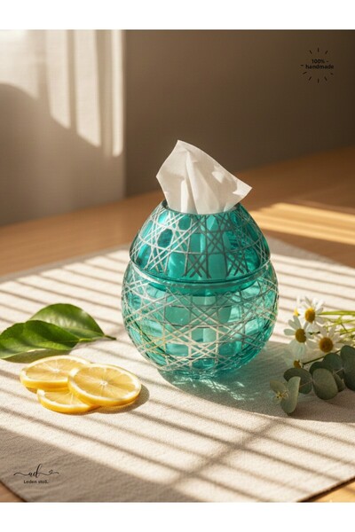 AKDEN STORE Cutting Decor Glass Handcrafted Czech Al Napkin Holder, Table Decoration