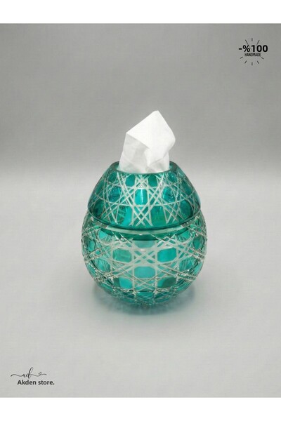 AKDEN STORE Cutting Decor Glass Handcrafted Czech Al Napkin Holder, Table Decoration