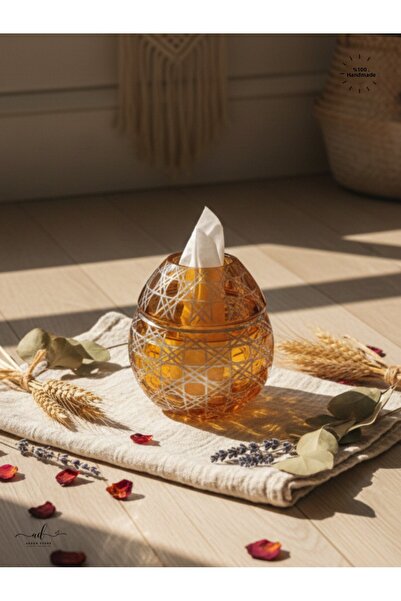 AKDEN STORE Cutting Decor Glass Handcrafted Czech Al Napkin Holder, Table Decoration