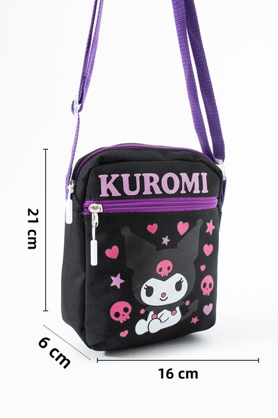 Roxy Kuromi Children's Shoulder Bag – 3 Compartments – Waterproof Fabric (21×16×6 cm)