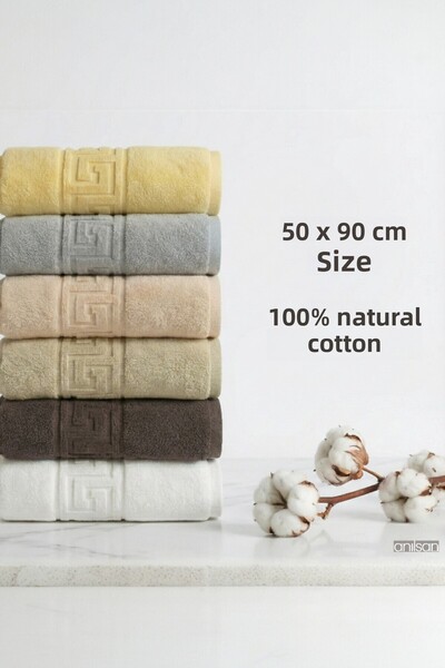Anılsan Set de 6 prosoape grecești mixte Lua - 50x90 cm, 225 gr, 100% bumbac, prosoape pentru spa și hotel, utilizare zilnică
