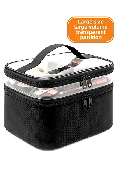 Ankaflex Geantă de machiaj pentru femei, cu două compartimente late, cu curea, organizator de călătorie pliabil pentru îngrijire