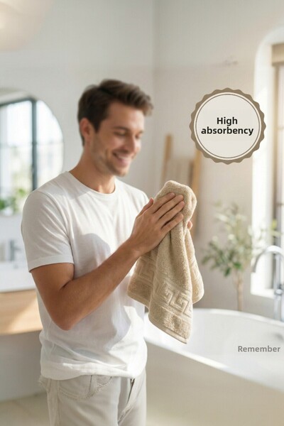 Anılsan Set de 6 prosoape grecești mixte Lua - 50x90 cm, 225 gr, 100% bumbac, prosoape pentru spa și hotel, utilizare zilnică