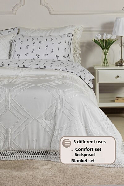 Elart Clara Bedspread Set (220X240 cm) Cream