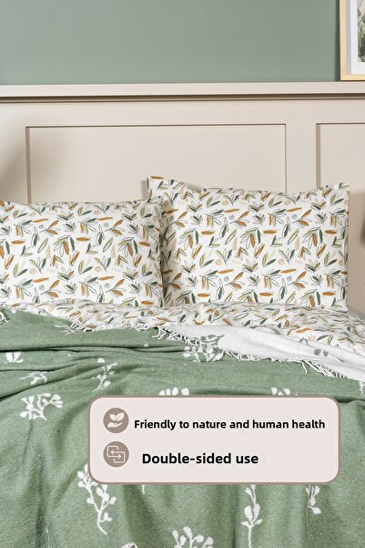 Elart Κουβέρτα Nadia Διπλή Βαμβακερή (200x220 cm) Πράσινη