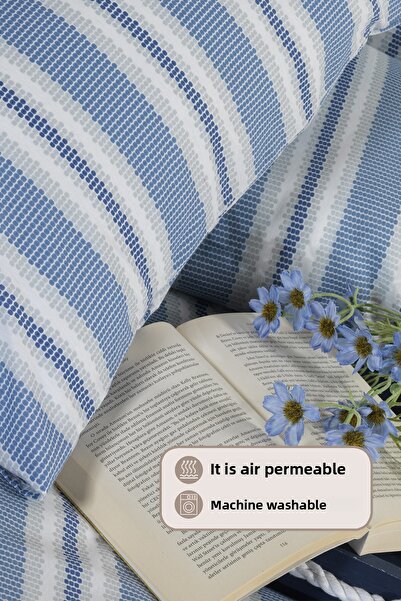 Elart Set lenjerie de pat Scatt Cearșaf elastic dublu (200x220 cm) Albastru