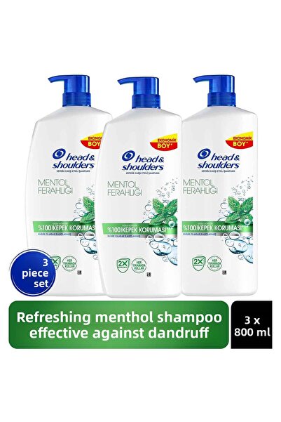 Head & Shoulders شامبو منعش مضاد للقشرة بالمنثول 800 مل × 3 قطع