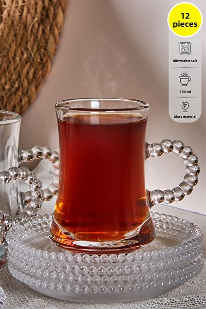 Perotti Pearl 12 Piece Tea Cup Set for 6 People 180 ml