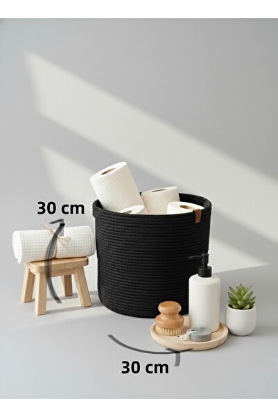 Thalia Home Multi-Purpose Organizer Black Basket, Cobalt Ilım, Organizer, 30 X 30