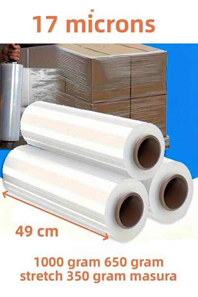 Notpa 17 Micron Industrial Stretch Film – 49 cm – 1000 Grams Stretch + 350 Grams Spool – Average 135 m