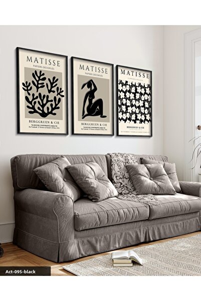 Evinemoda Πίνακας ζωγραφικής Matisse Berggruen & Cie 3 τεμαχίων με μαύρο ξύλι...