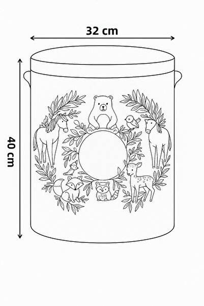 HomyJRs Zoo Printed Multi-Purpose Toy Storage Box Dirty Laundry Basket Folding Organizer Basket 37x40