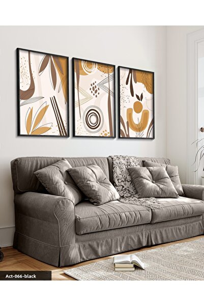 Evinemoda Абстрактни мотиви, 3-частна картина с черна дървена рамка