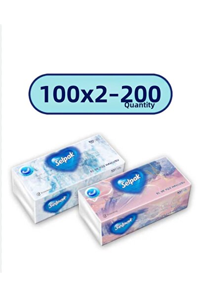 Selpak Hand and Face Towels 100 Pieces 2X100 (200 Sheets)
