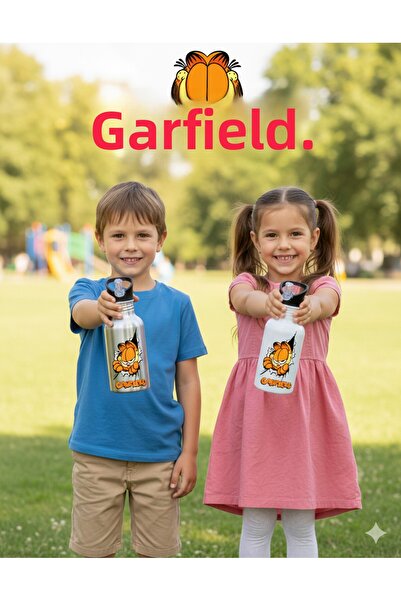 DKDZ SHOP Garfielddd Printed Metal Durable Water Bottle with Straw 600ml.
