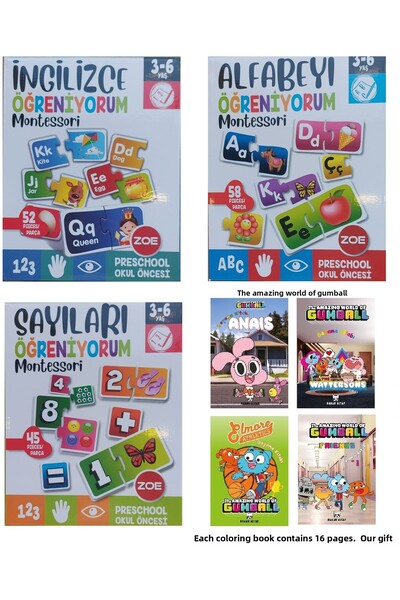 Ks Games Zoe 3-6 Years Old Boxed Puzzle English (52 Pieces) + Alphabet (58 Pieces) + Numbers (45 Pieces) Learning Set