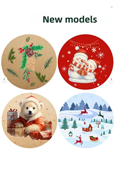 KanvasSepeti Christmas for New Year's Day Adhesive Sticker Gift Bag Label Small Size-4 cm 20 Pieces