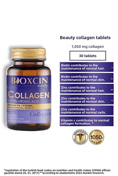 Bioxcin Beauty Collagen 30 Tablets - Tip1 Tip 3 Hydrolyzed Collagen 4 Pieces