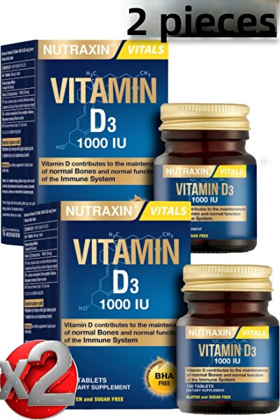 Nutraxin نيوتراكسين فيتامين د3 - قطعتين 120 قرص (1000 وحدة دولية)