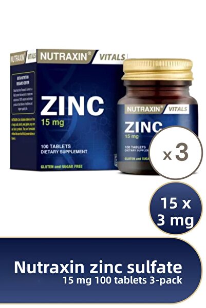 Nutraxin كبريتات الزنك 15 ملغ 100 قرص 3 قطع