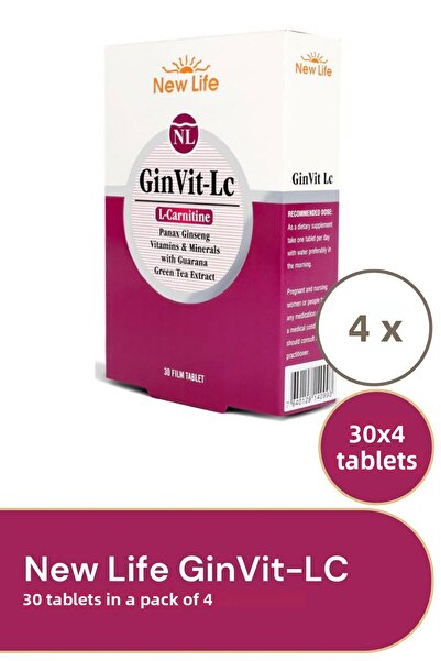 New Life Ginvit-Lc L- Carnitine 30 Film Tablets 4 Pieces