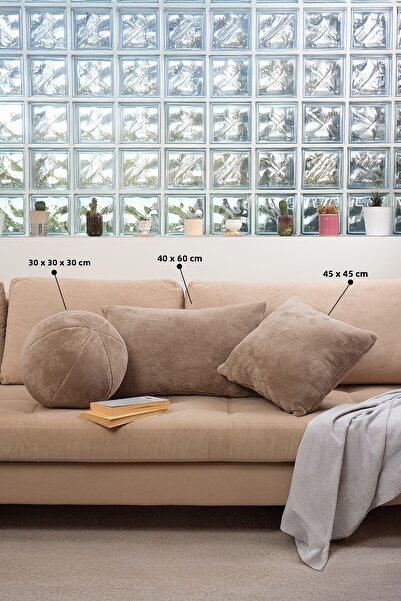 ASDİVA Διακοσμητικό κάλυμμα μαξιλαριού Puffy Plush Lamb Teddy με επιλογές μεγέθους καφέ