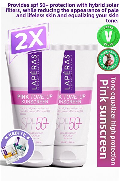 LAPÉRAS كريم أساس مرطب وواقي من الشمس بلون وردي مع حماية عالية SPF 50+ لتوحيد...