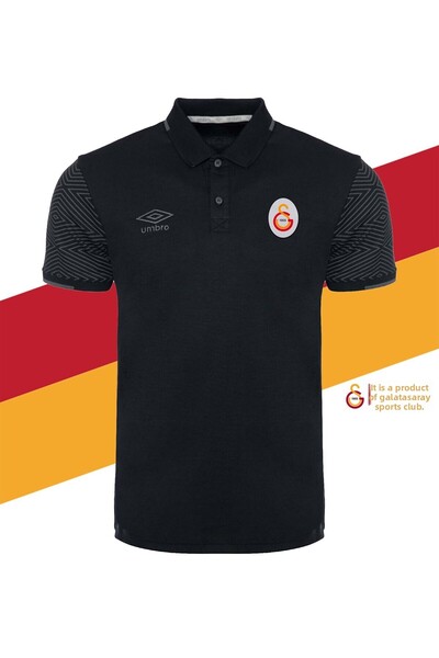 Galatasaray Γνήσιο μαύρο αθλητικό μπλουζάκι με γιακά πόλο με ξύλινο κουτί δώρου