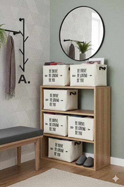 HomyJRs 6-Piece Be You White Closet Laundry Children's Room Toy Organizer Folding Storage Basket 37X27X