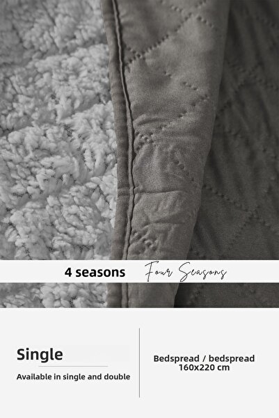 Evlen Home Collection Premium Plush Single Multi-Purpose Bedspread 160X220 Double-Sided Soft Blanket Gray / Mink