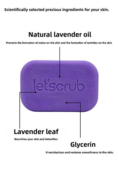 LET'SCRUB Natural Soap with Olive Oil, Lavender Scented, Relaxing and Protective 100 Gr