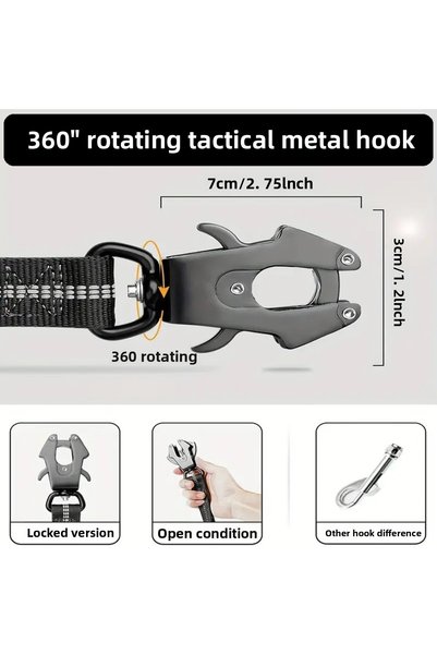 VSLT HANDMADE Handmade-Waterproof Biothane Dog Leash with Tactical Metal Carabiner