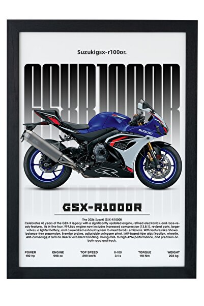 gxe.art Сузуки GSX-R1000R Постер с дървена рамка – GSX-R Racing Legend
