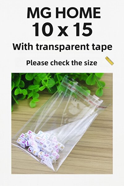 MG HOME 100 قطعة من أكياس حلوى جيلاتين شيكولاتة ذاتية اللصق مقاس 10 × 15 مع ش...