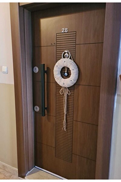 KNC EXCLUSİVE CLASSİC Modern Decorative Black Feathered Evil Eye Beaded Door Ornament and Wall Wreath |