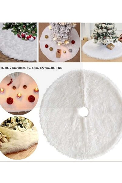 KNC EXCLUSİVE CLASSİC Luxury White Plush Christmas Tree Skirt |   Soft Fur-Looking Under-Tree Cover