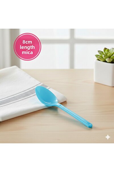 Ta-Fu Global Mica Blue Plastic Spoon 25 Pcs 8cm